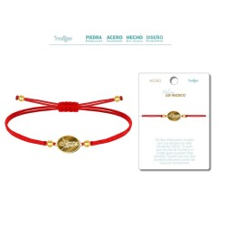 Pulsera Hilo Rojo San Pancracio Color Dorado  - Coleccion Medalla de Santos